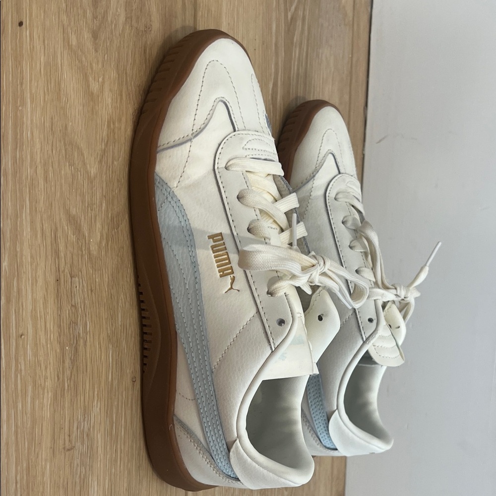 Puma Classic White and Light Blue Sneakers